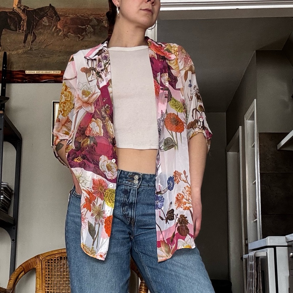 Vintage Floral Button-Up Shirt